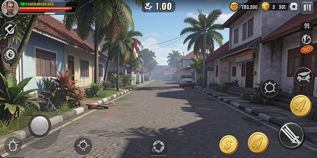 Pemandangan grafis yang menakjubkan dalam game.